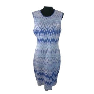 NEW J McLaughlin Blue‎ Zig Zag Chevron Knit Cotton Modal Dress Large